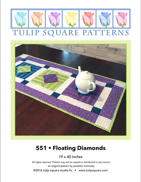 Floating Diamonds Table Runner Downloadable Pattern by Tulip Square