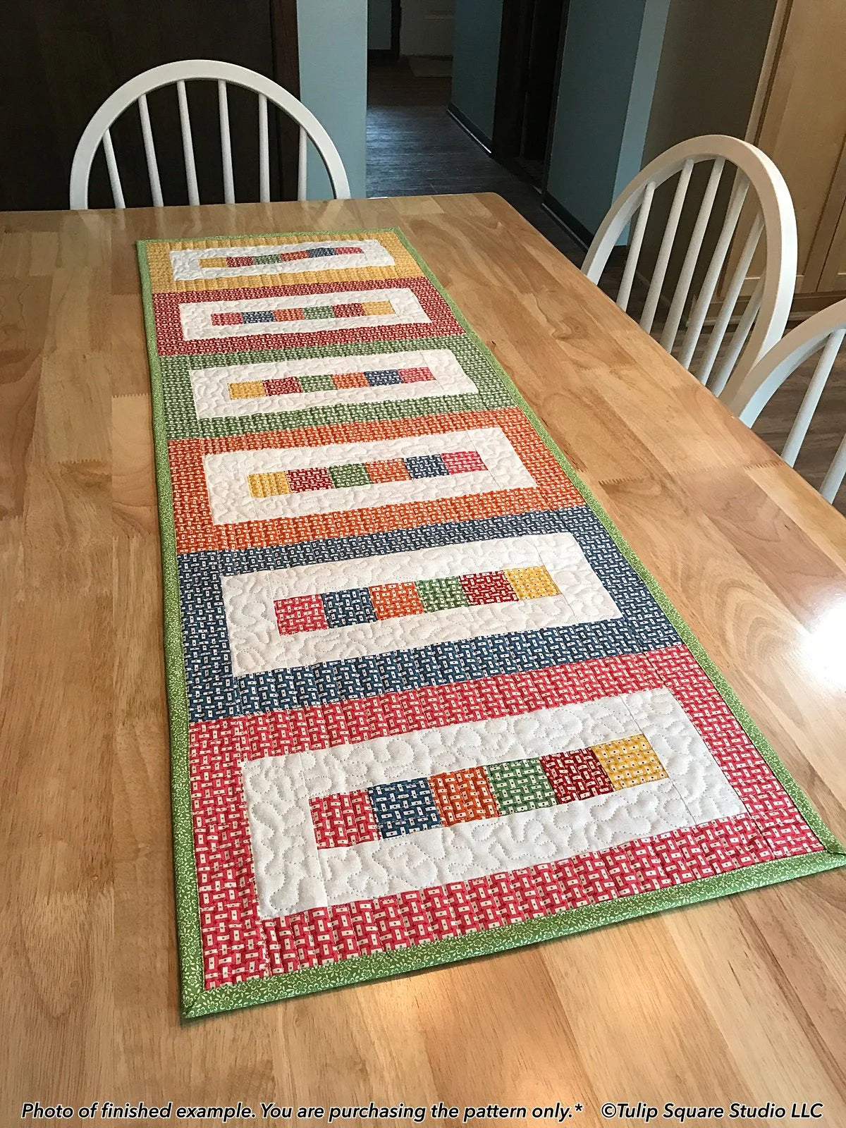 Rainbow Blocks Table Runner Downloadable Pattern by Tulip Square