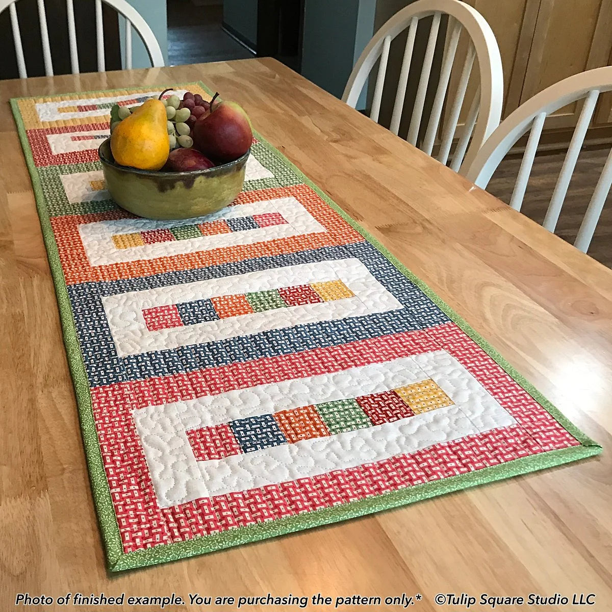 Rainbow Blocks Table Runner Downloadable Pattern by Tulip Square