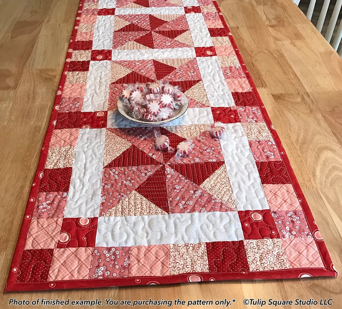 Peppermint Pinwheels Table Runner Downloadable Pattern by Tulip Square