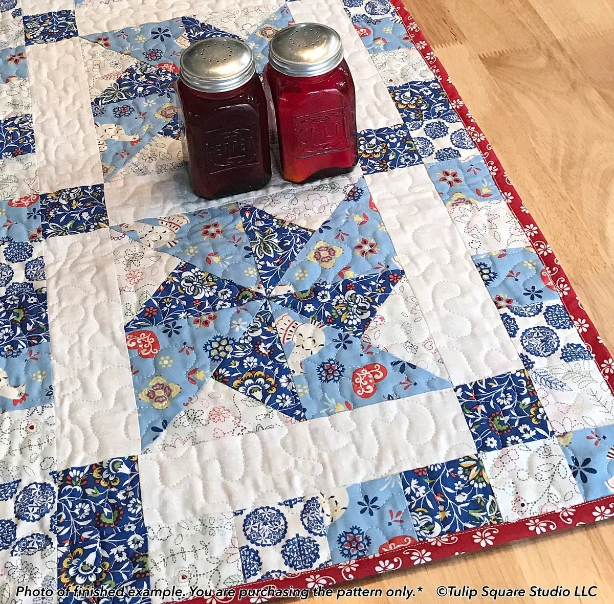 Peppermint Pinwheels Table Runner Downloadable Pattern by Tulip Square