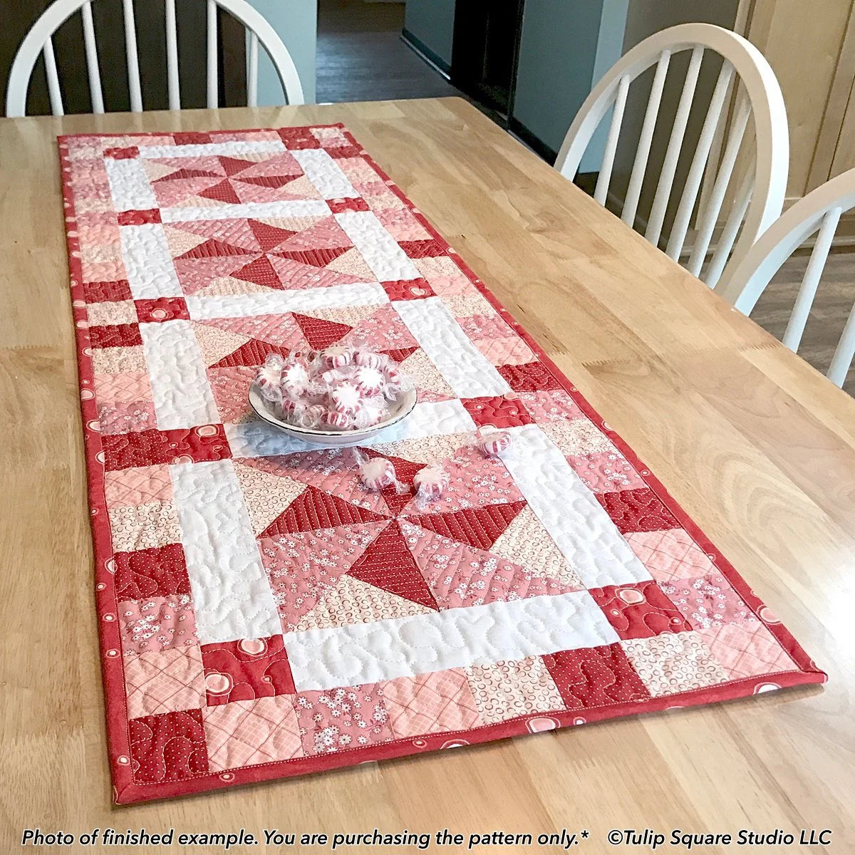 Peppermint Pinwheels Table Runner Downloadable Pattern by Tulip Square