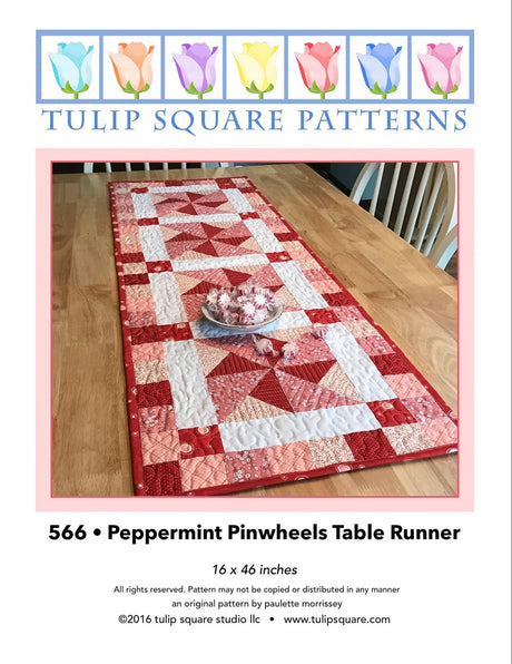 Peppermint Pinwheels Table Runner Downloadable Pattern by Tulip Square