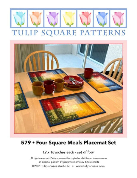 Four Square Meals Placemat Set Downloadable Pattern by Tulip Square Patterns