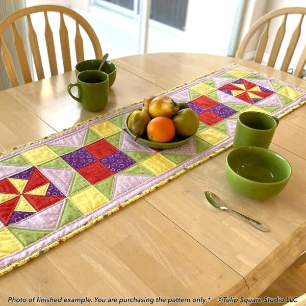 Pinwheel Pals Table Runner Downloadable Pattern by Tulip Square Patterns