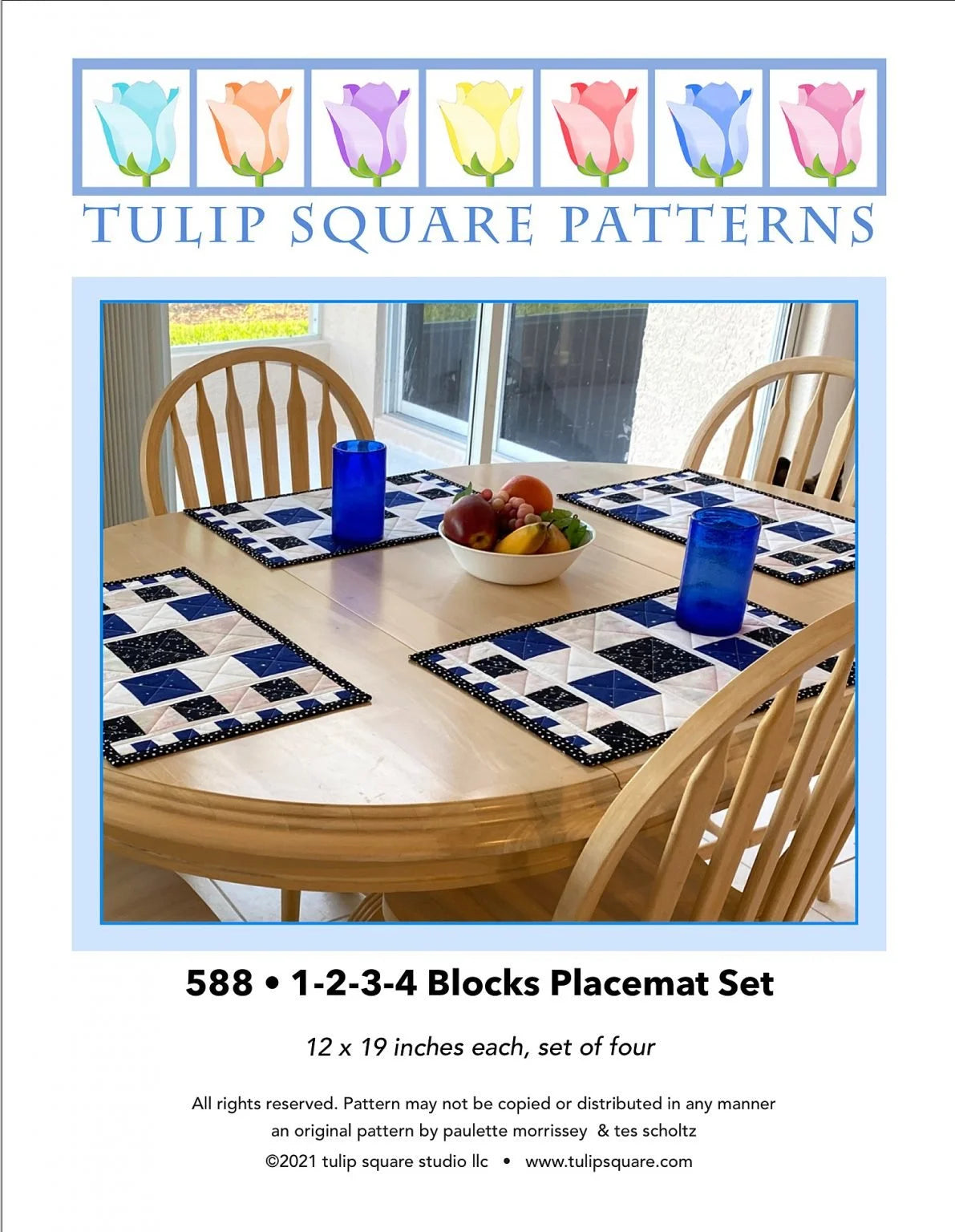 1-2-3-4 Blocks Placemats Downloadable Pattern by Tulip Square