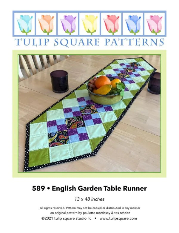 English Garden Table Runner Downloadable Pattern by Tulip Square Patterns