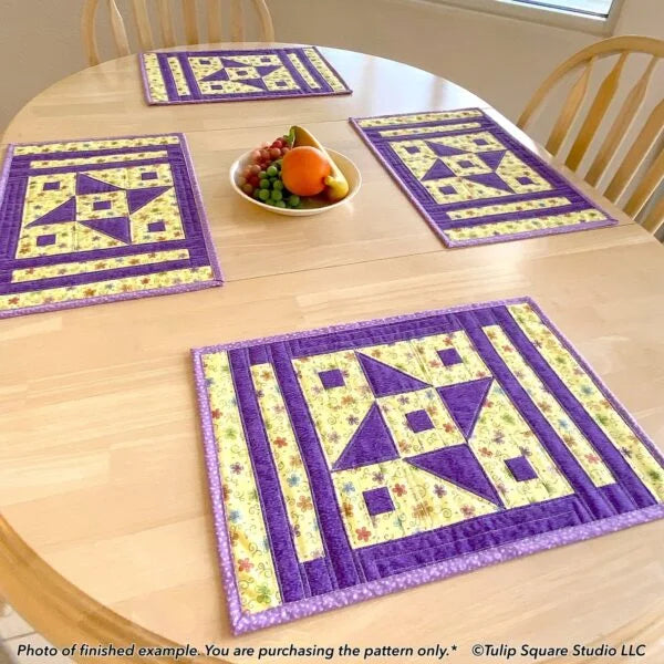 Star Flower Placemats Downloadable Pattern by Tulip Square Patterns