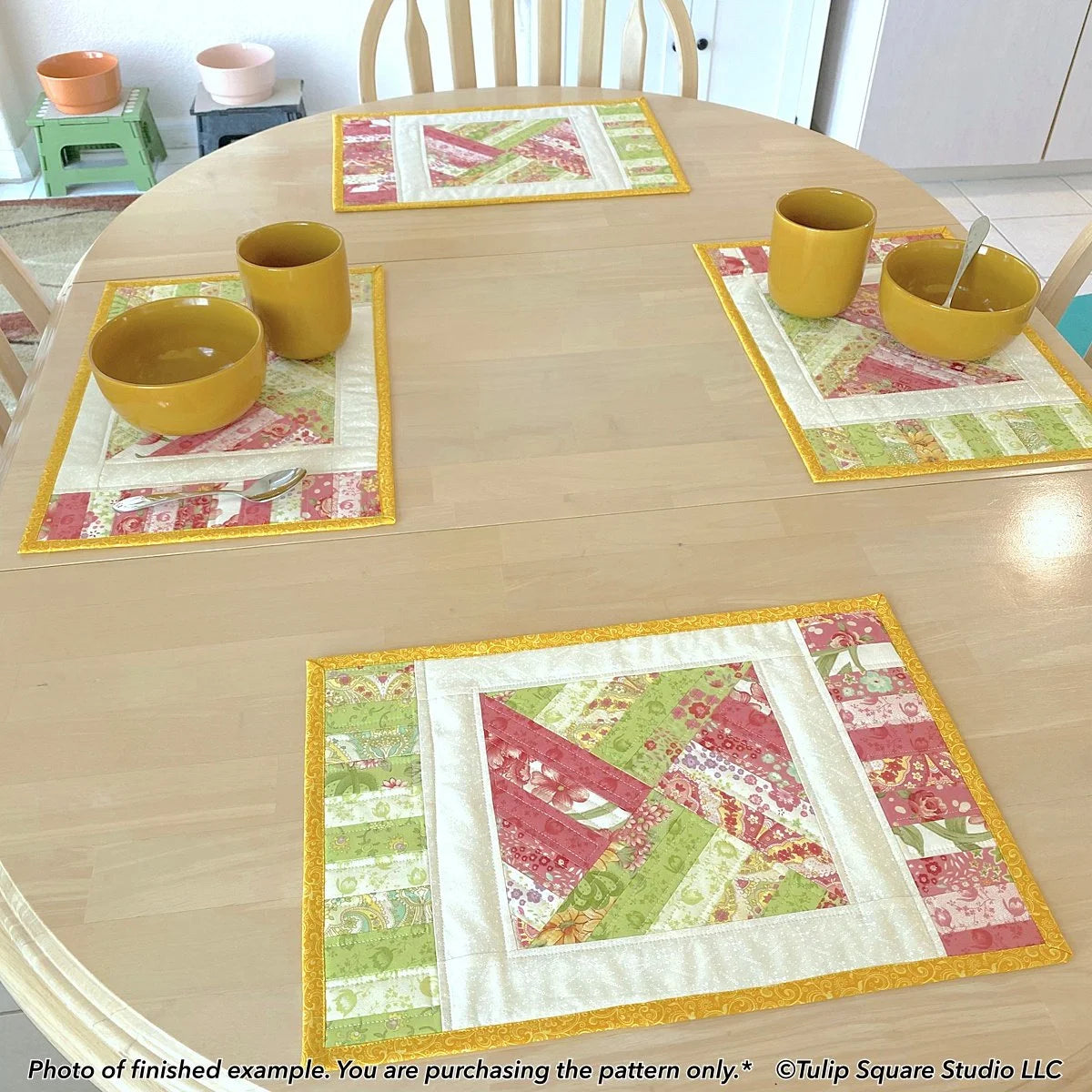 Rainbow Weave Placemat Set Downloadable Pattern by Tulip Square Patterns