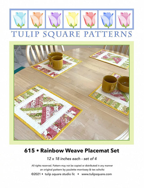 Rainbow Weave Placemat Set Downloadable Pattern by Tulip Square Patterns