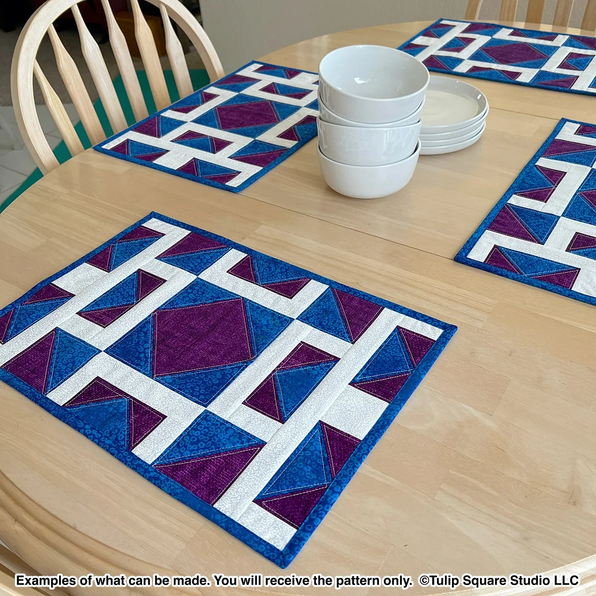 Shattered Diamonds Placemats Downloadable Pattern by Tulip Square