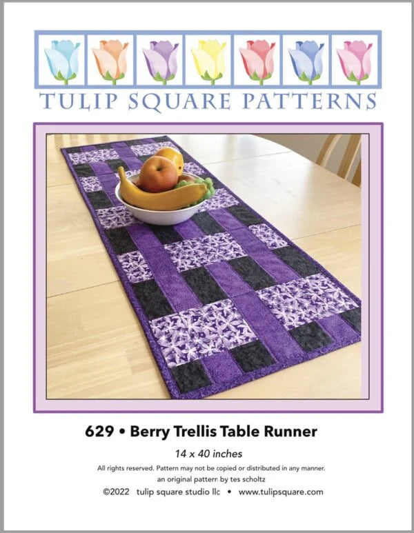 Berry Trellis Table Runner Downloadable Pattern by Tulip Square Patterns