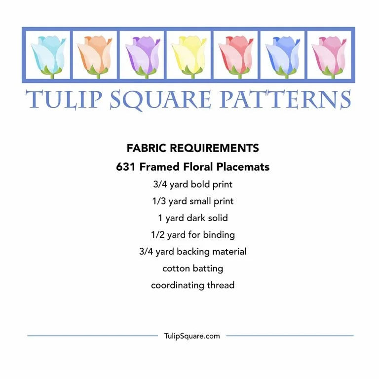 Framed Floral Placemats Downloadable Pattern by Tulip Square Patterns