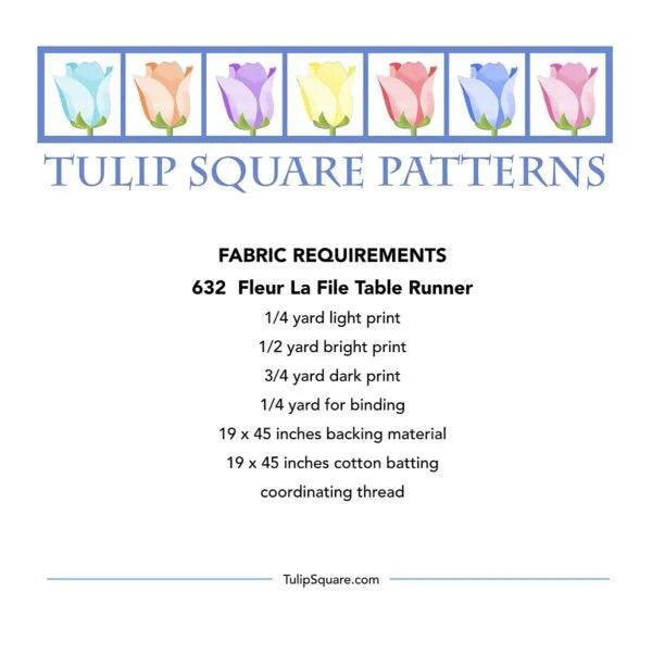 Fleur La File Table Runner Downloadable Pattern by Tulip Square Patterns