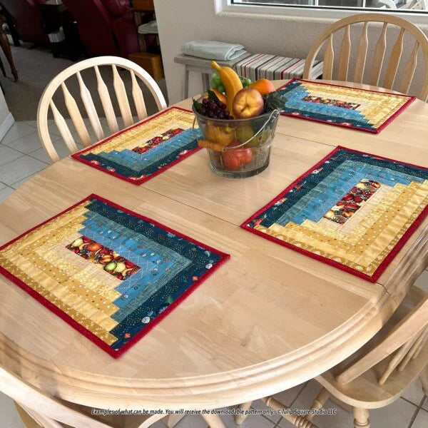 Long Log Cabin Placemats Downloadable Pattern by Tulip Square Patterns