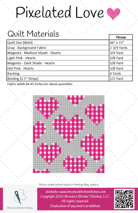 Back of the Pixelated Love Downloadable Pattern By Brooke's Bitchin' Stitches