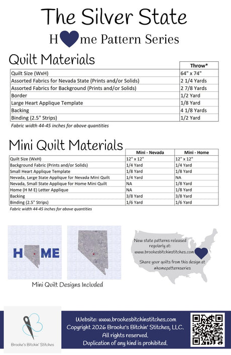 Back of the The Silver State Nevada Downloadable Pattern By Brooke's Bitchin' Stitches