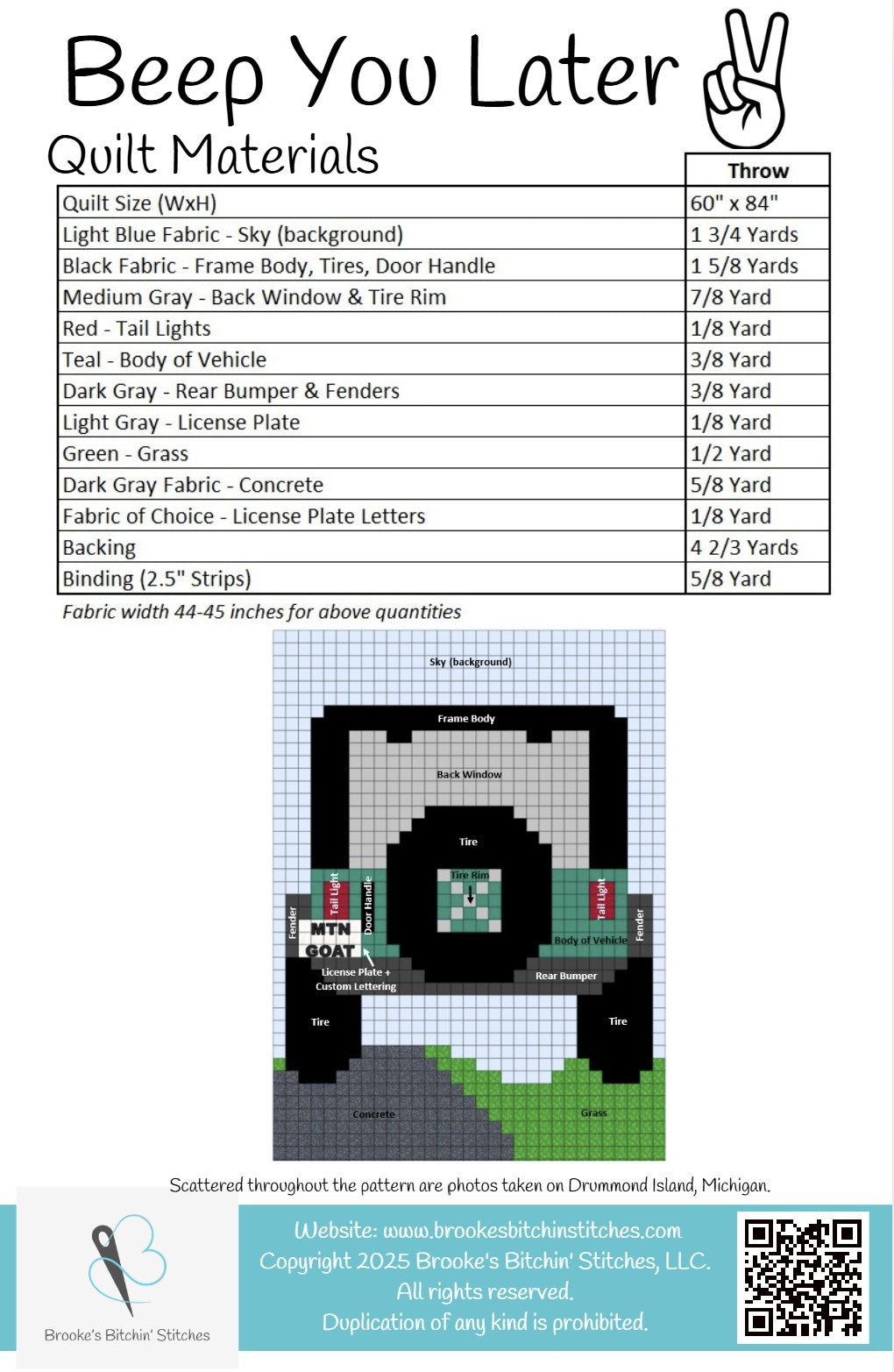 Back of the Beep You Later Downloadable Pattern By Brooke's Bitchin' Stitches