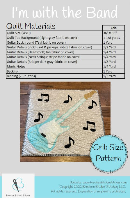 Back of the I'm with the Band Downloadable Pattern By Brooke's Bitchin' Stitches