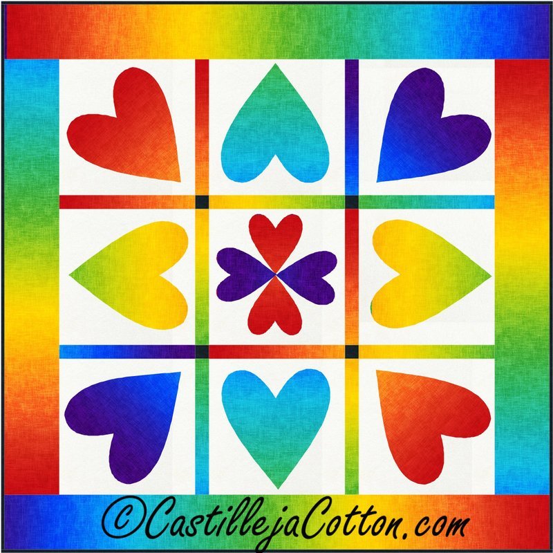 Rainbow Hearts  Downloadable Pattern By Castilleja Cotton