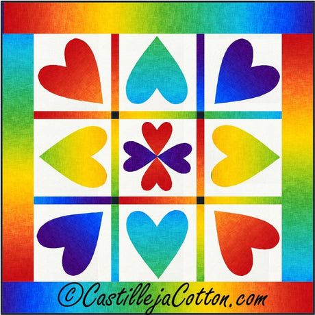 Rainbow Hearts  Downloadable Pattern By Castilleja Cotton