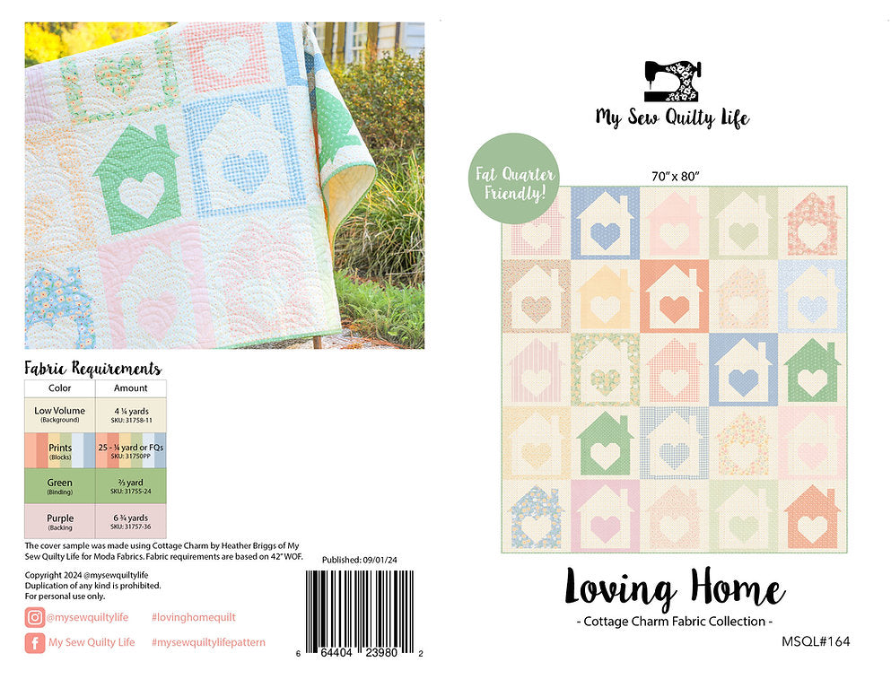 Back of the Loving Home Quilt Pattern by My Sew Quilty Life