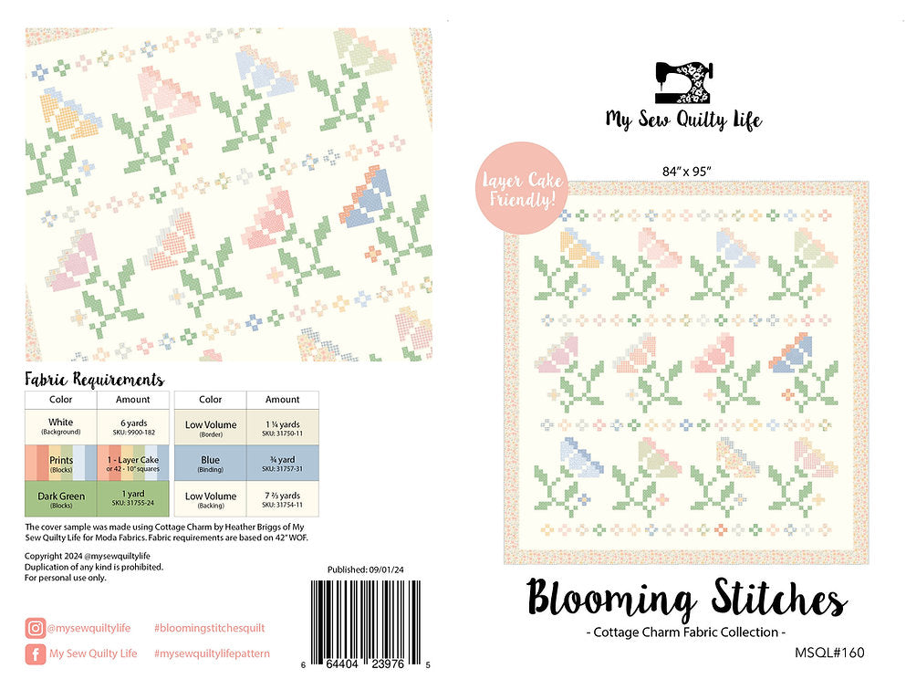 Back of the Blooming Stitches Quilt Pattern by My Sew Quilty Life