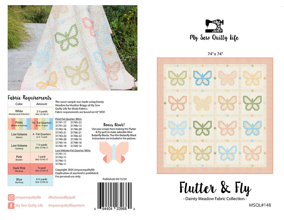 Back of the Flutter & Fly Quilt Pattern by My Sew Quilty Life