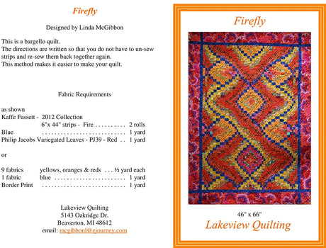 Back of the Firefly Downloadable Pattern by Lakeview Quilting