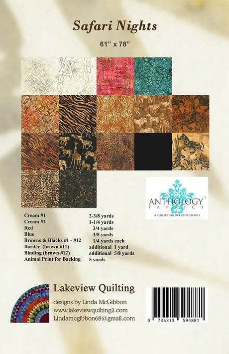 Safari Nights Downloadable Pattern by Lakeview Quilting