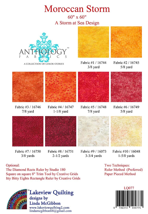 Back of the Morrocan Storm Quilt Pattern by Lakeview Quilting