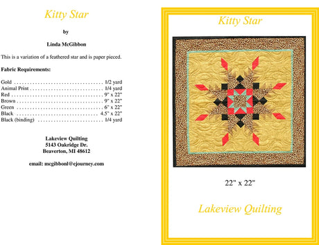 Back of the Kitty Star Downloadable Pattern by Lakeview Quilting
