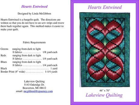 Back of the Hearts Entwined Quilt Pattern by Lakeview Quilting