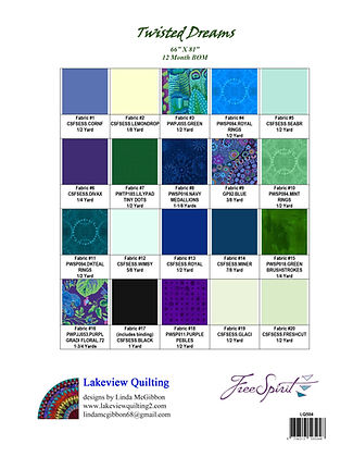 Back of the Twisted Dreams Downloadable Pattern by Lakeview Quilting
