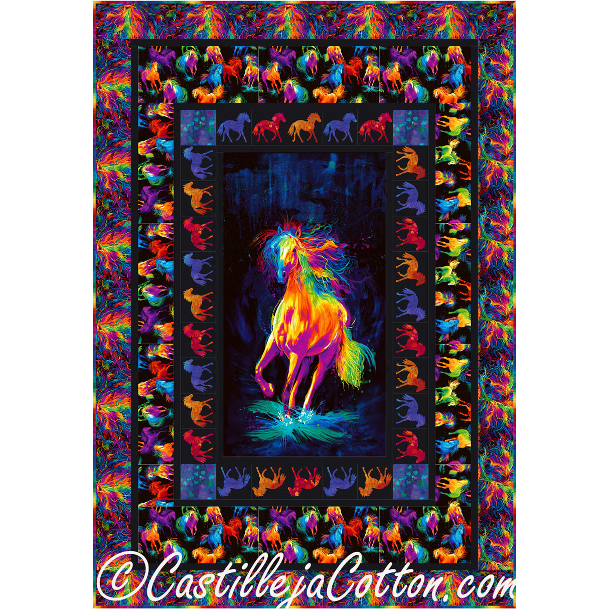 Electric Horses Panel Downloadale Pattern by Castilleja Cotton