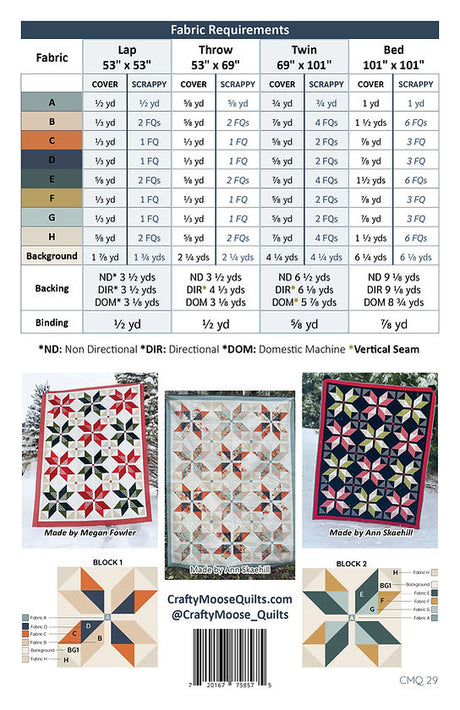 Back of the Star of Wonder Downloadable Pattern by Crafty Moose Quilts