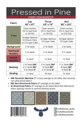 Back of the Pressed in Pine Downloadable Pattern by Crafty Moose Quilts