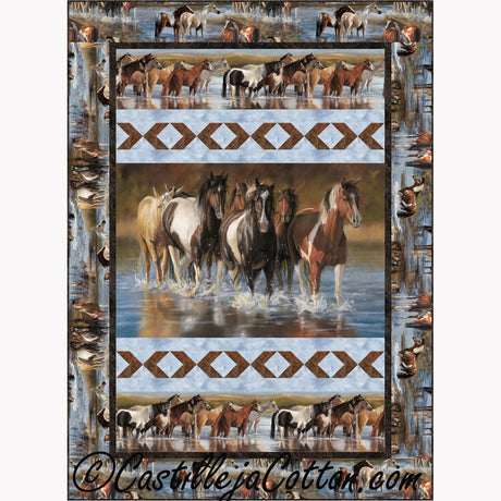 Horses Fording The River Downloadale Pattern by Castilleja Cotton