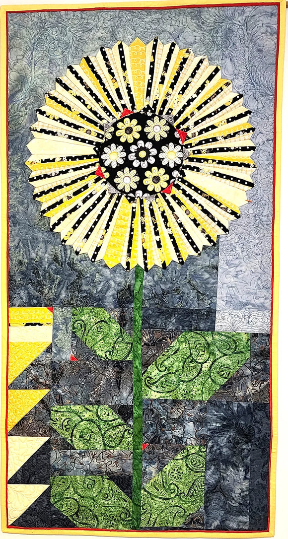 Sunflower Happy Wall Hanging Downloadable Pattern by Sam Quilt Designs