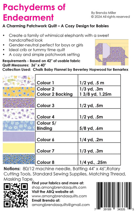 Back of the Pachyderms of Endearment by Among Brenda's Quilts & Bags