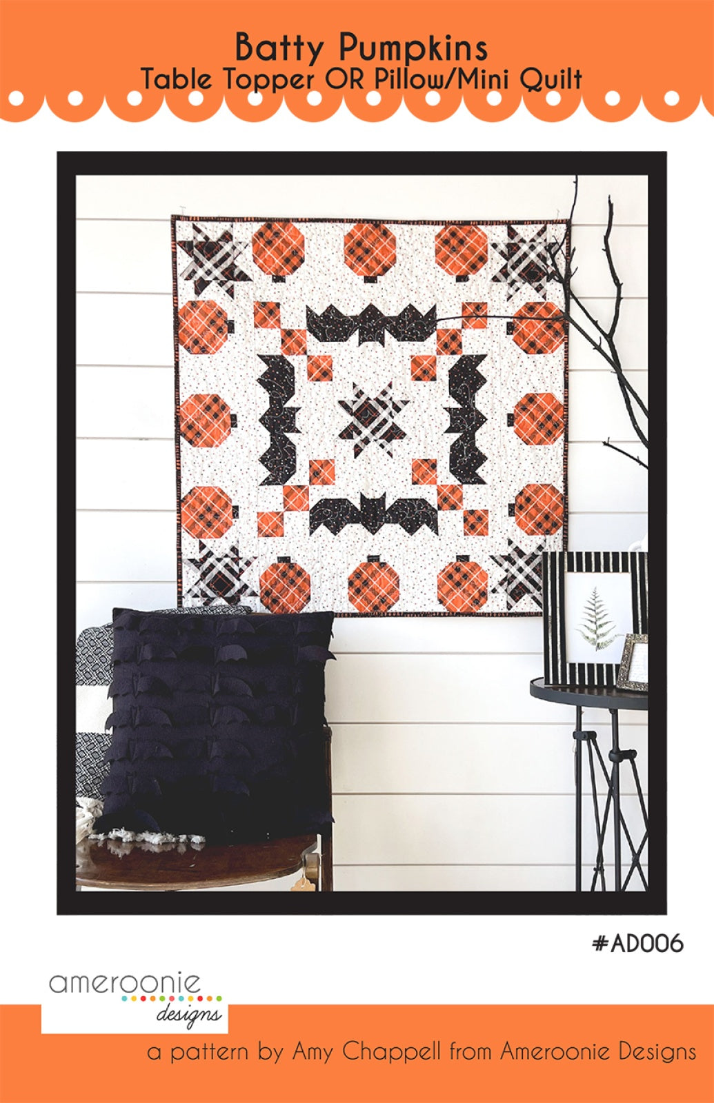 Batty Pumpkins table topper/mini by Ameroonie Designs