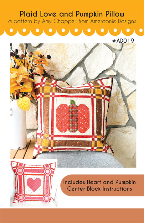 Plaid Love and Pumpkin Pillow by Ameroonie Designs
