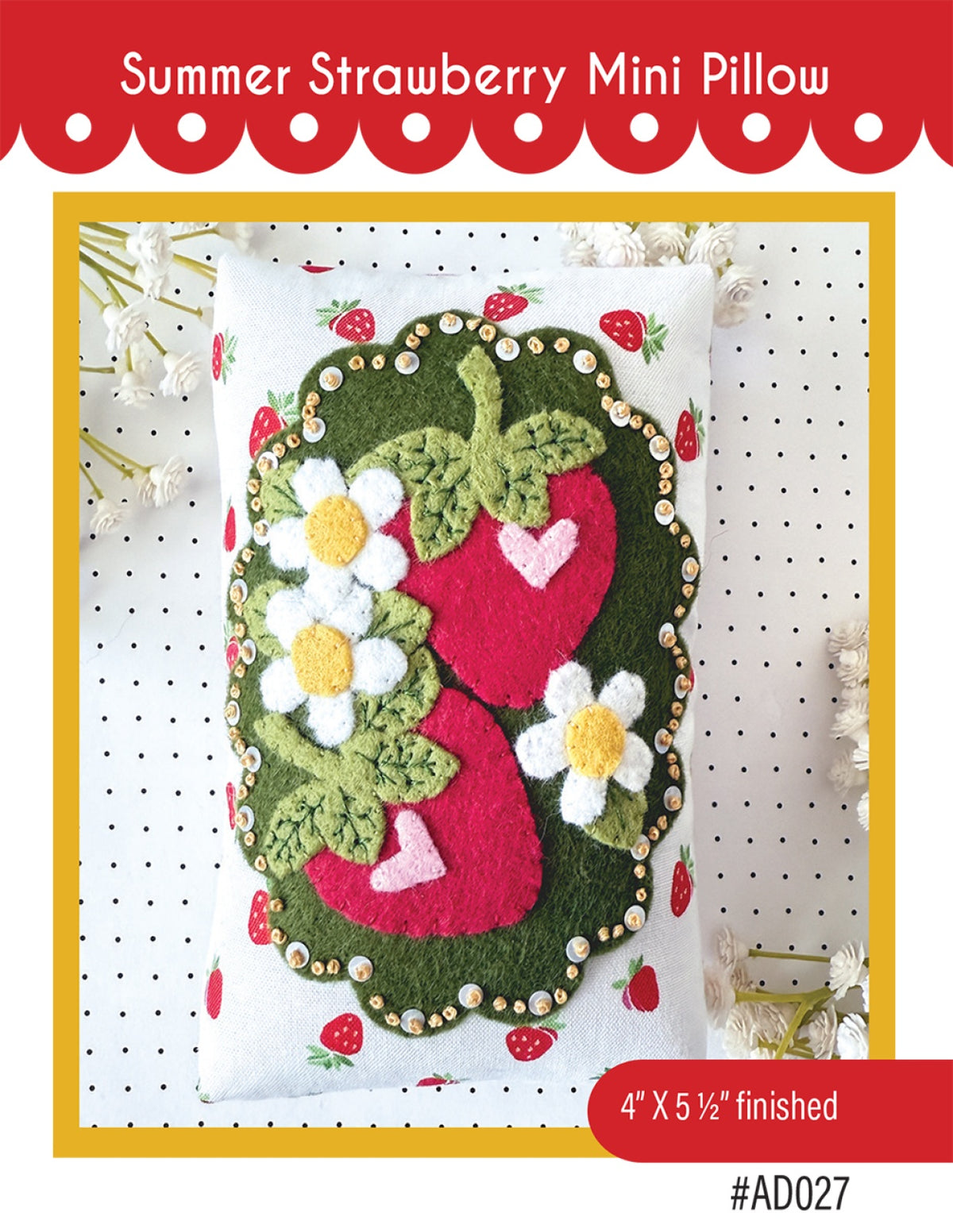Summer Strawberry Mini Pillow by Ameroonie Designs