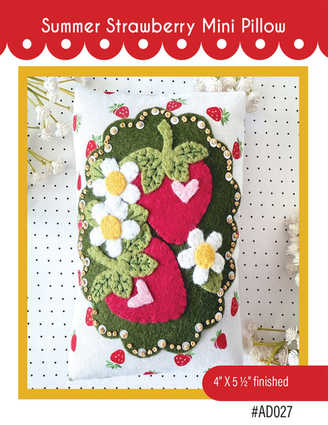 Summer Strawberry Mini Pillow by Ameroonie Designs