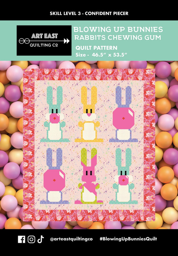 Blowing Up Bunnies - Rabbits Chewing Gum by Art East Quilting Co.