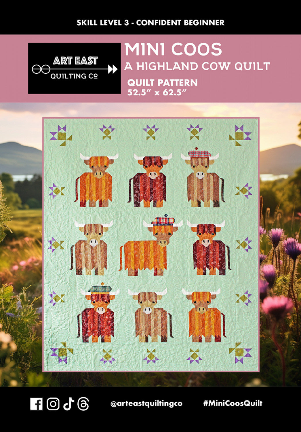 Mini Coos A Highland Cow Quilt Pattern by Art East Quilting Co.