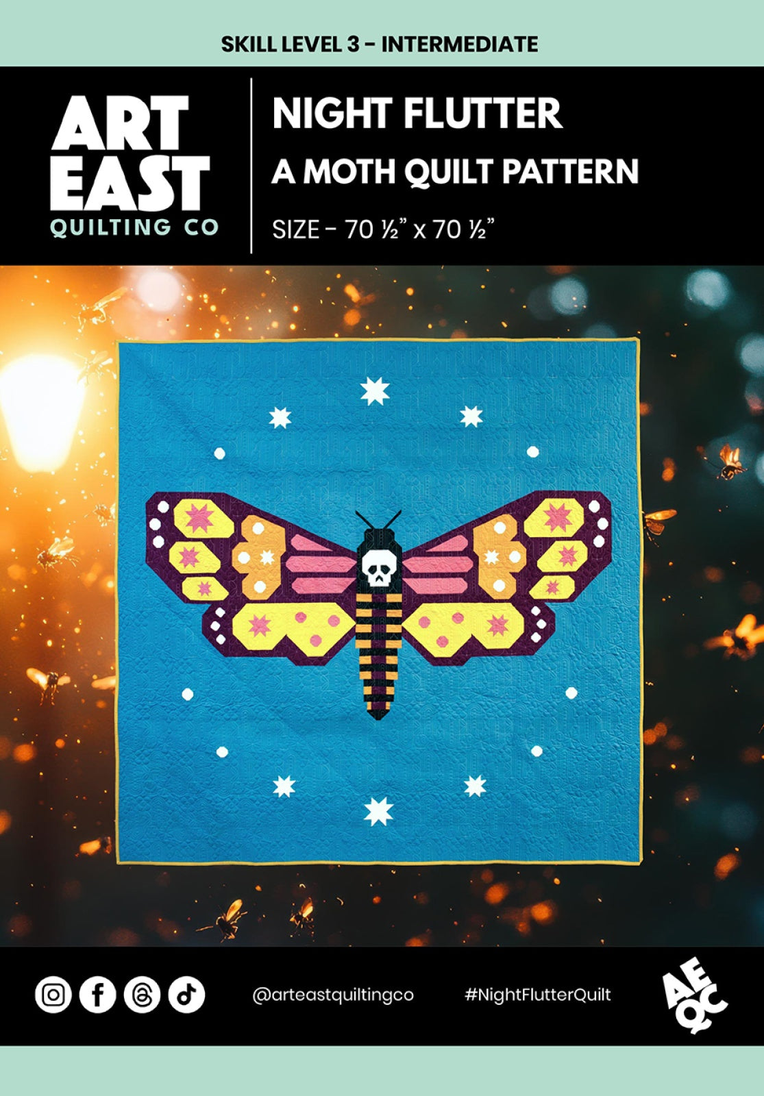 Night Flutter A Moth Quilt Pattern by Art East Quilting CO