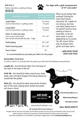 Back of the Dandy Doo Jacket Pattern for Small Dogs by Art East Quilting Co.