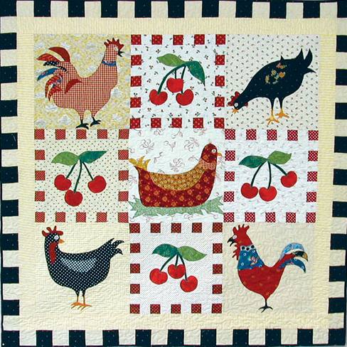 Chickens, Cherries & Checks Quilt Pattern by American Jane Patterns
