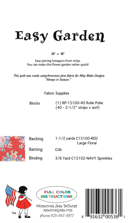 Back of the Easy Garden Quilt Pattern by American Jane Patterns